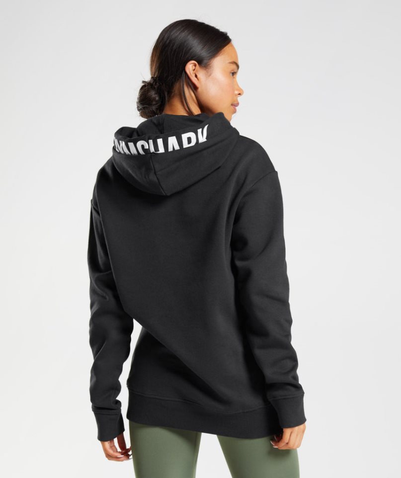 Women's Gymshark Fraction Hoodie Black | NZ 9JTQER